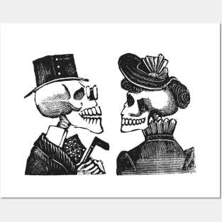 Calavera Couple | Skeleton Couple | Day of the Dead | Dia de los Muertos | Skulls and Skeletons | Vintage Skeletons | Posters and Art